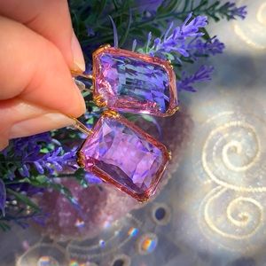 Large Lavender Crystal Earrings